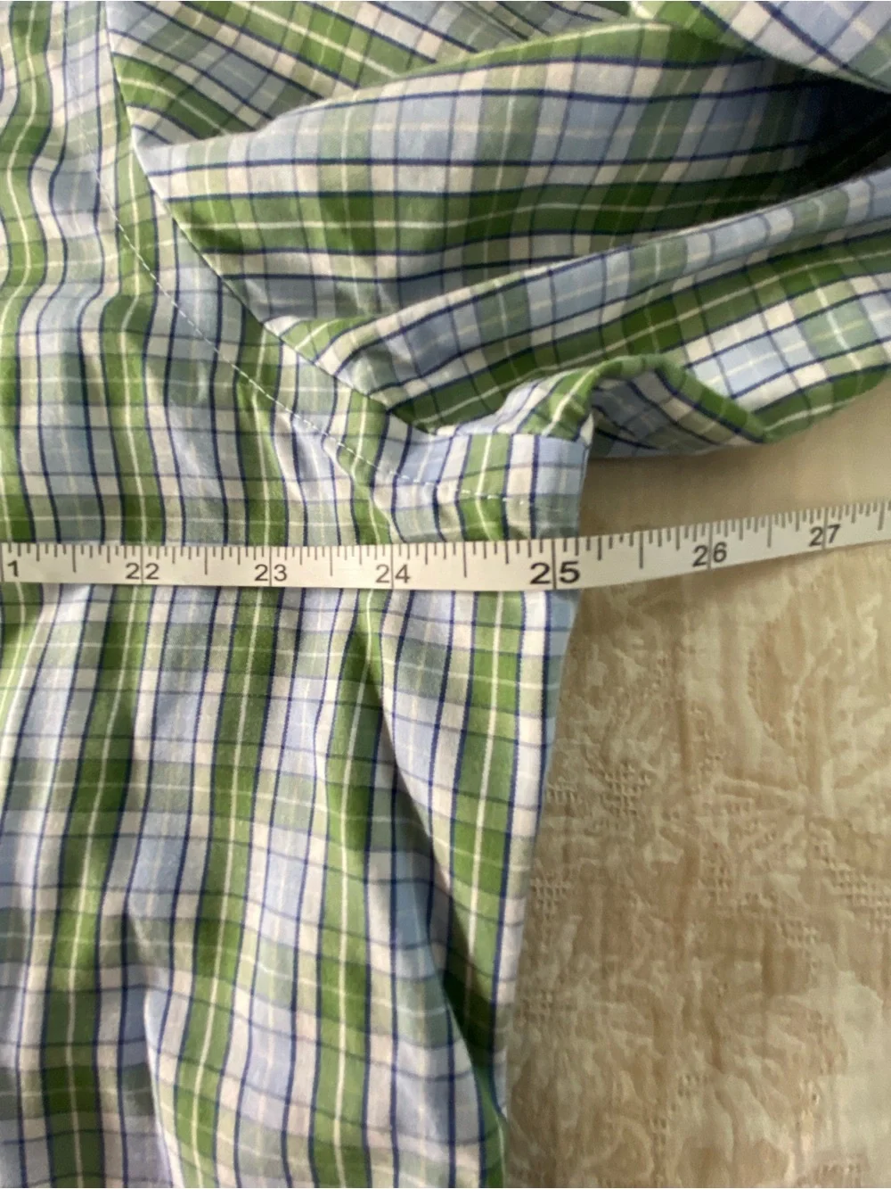 Banana Republic Green and Blue Plaid Button-Down XL Non-Iron Shirt Preppy